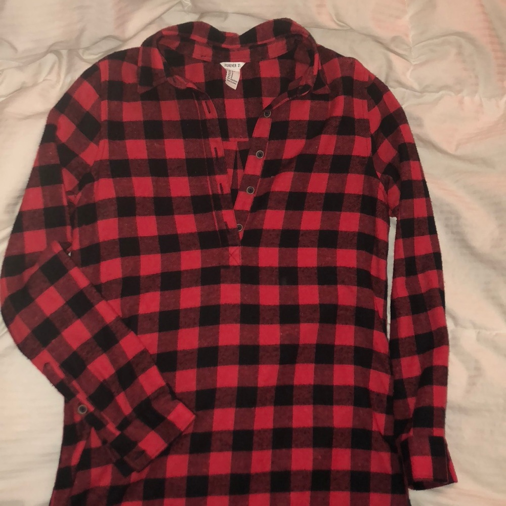 Women’s knee length red flannel